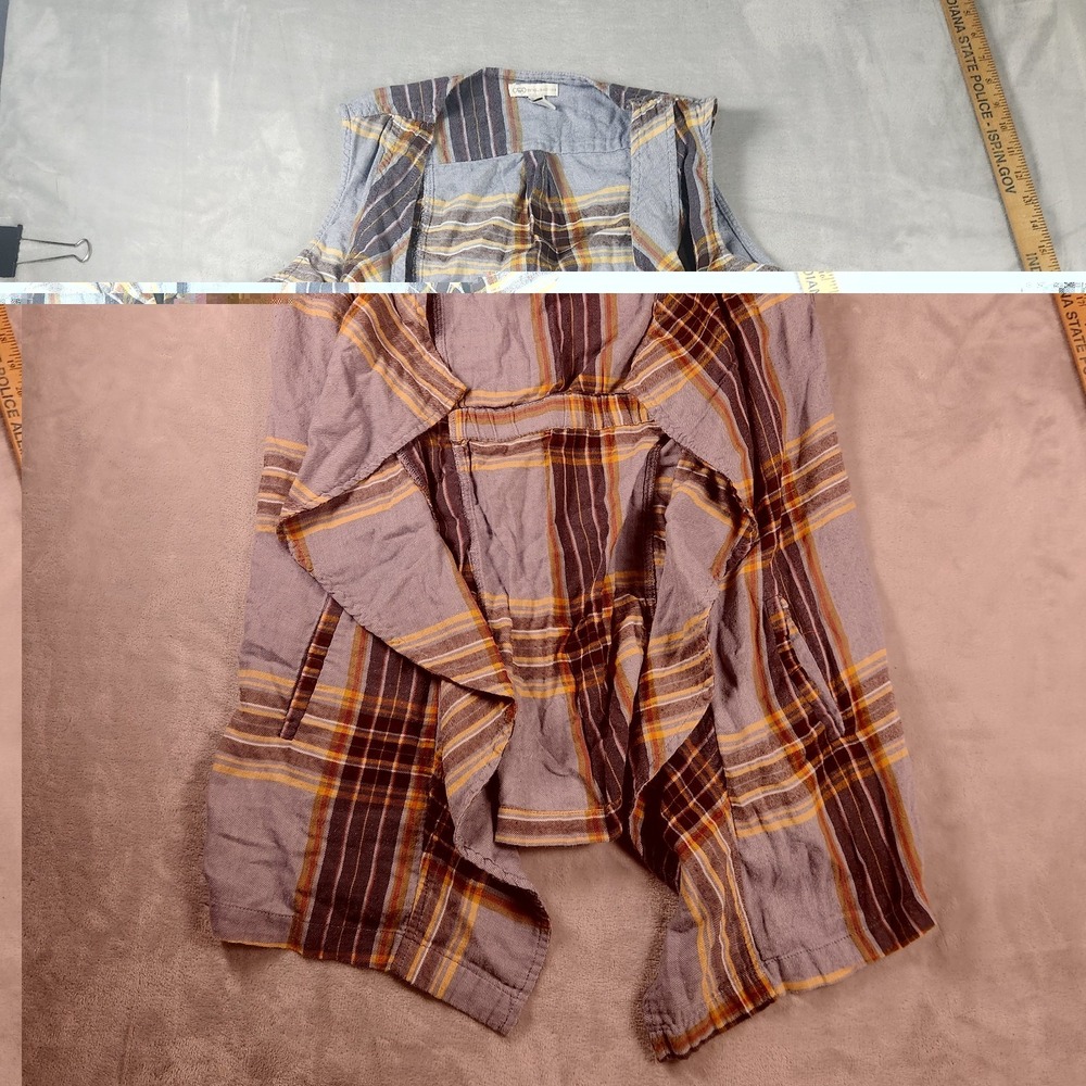 Cato Cowgirl Western Plaid Open‎ Vest Top Rodeo Country Festival Boho M